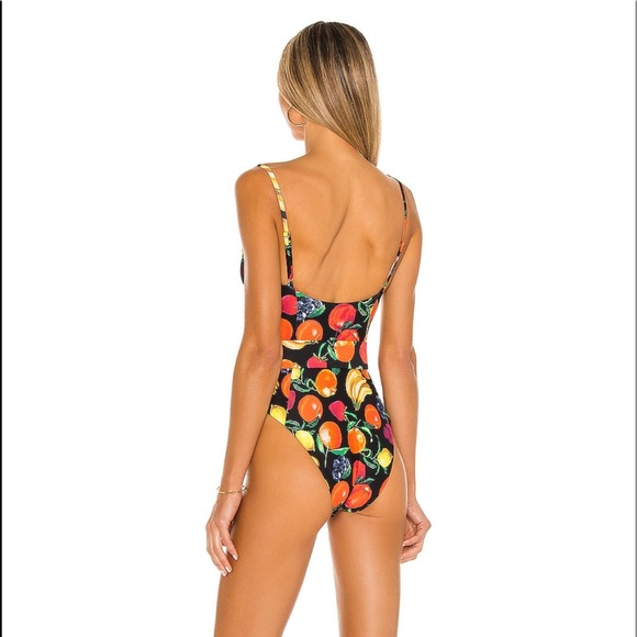 New We Wore What retro fruit print black one piece boho vacation swimsuit XS - Picture 3 of 12